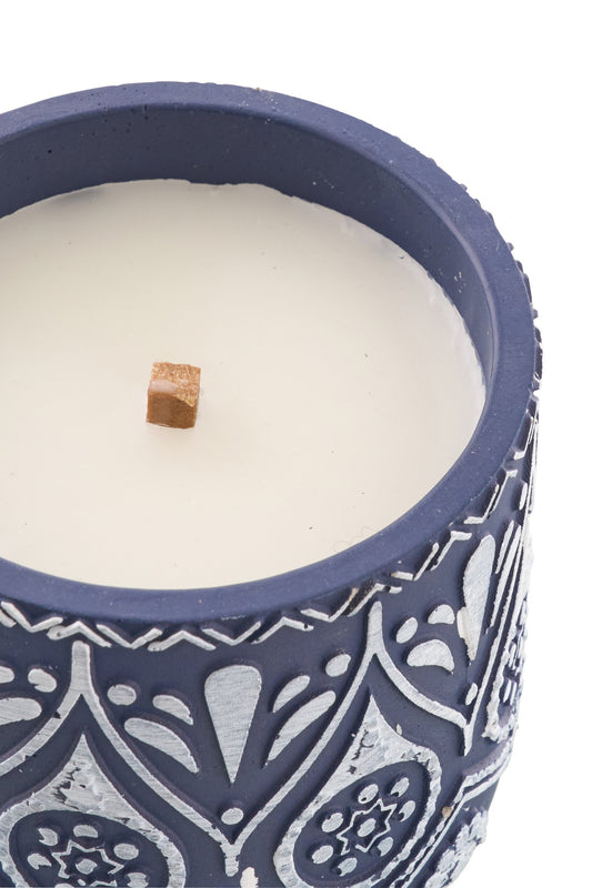 Kaars Terracotta Blauw/Wit Small