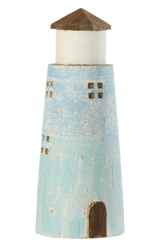 Lighthouse Paulownia Wood Natural/Light Blue Large