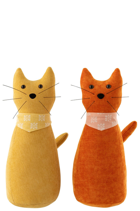 Doorstop Cat + Scarf Polyester Warm Yellow/Dark Orange Assortment Of 2