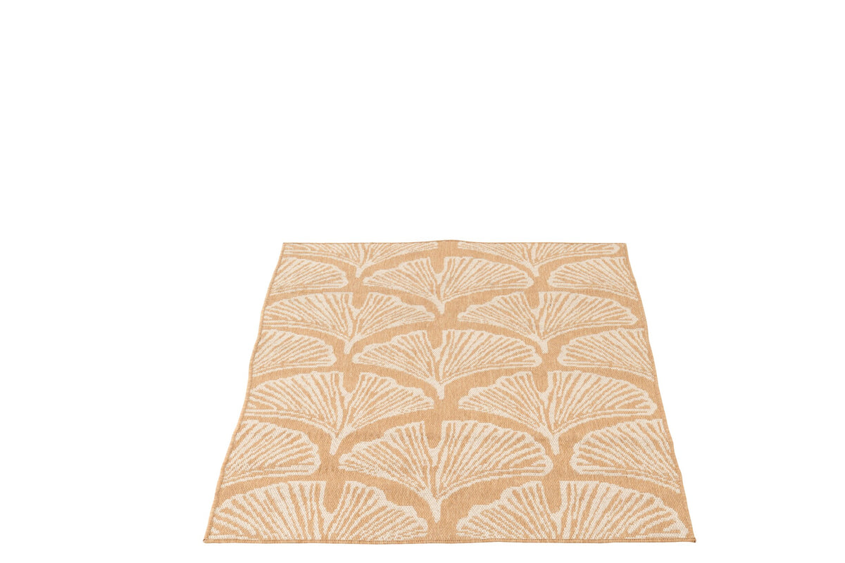 Rug Outdoor Leaves Polypropylene White/Natural