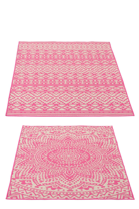 Rug Outdoor Mosaic Polypropylene Pink/White Assortment Of 2