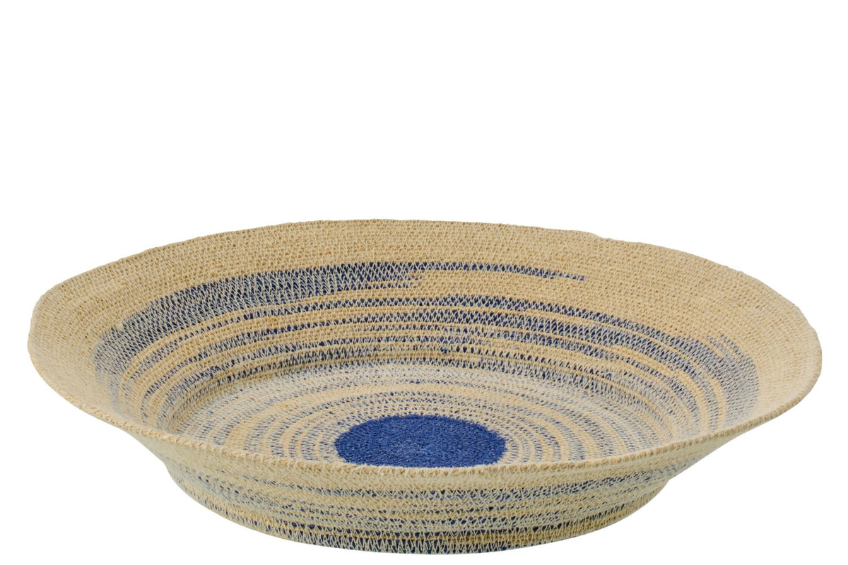 Decorative Tray Striped Seagrass Natural/Blue