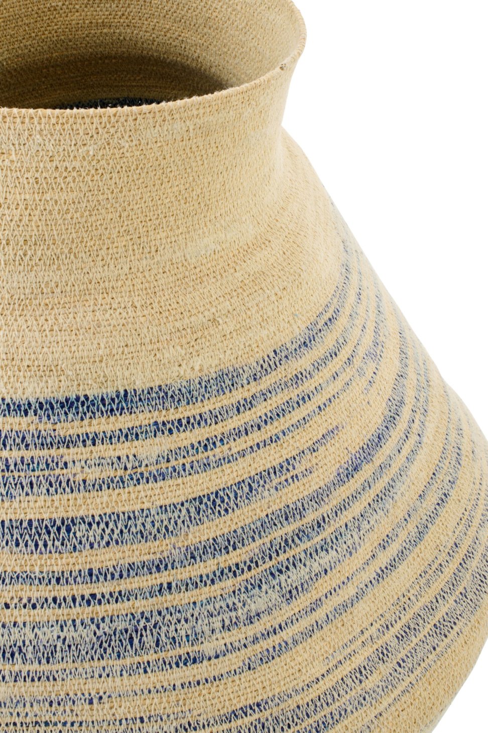 Large natural/blue striped seagrass basket