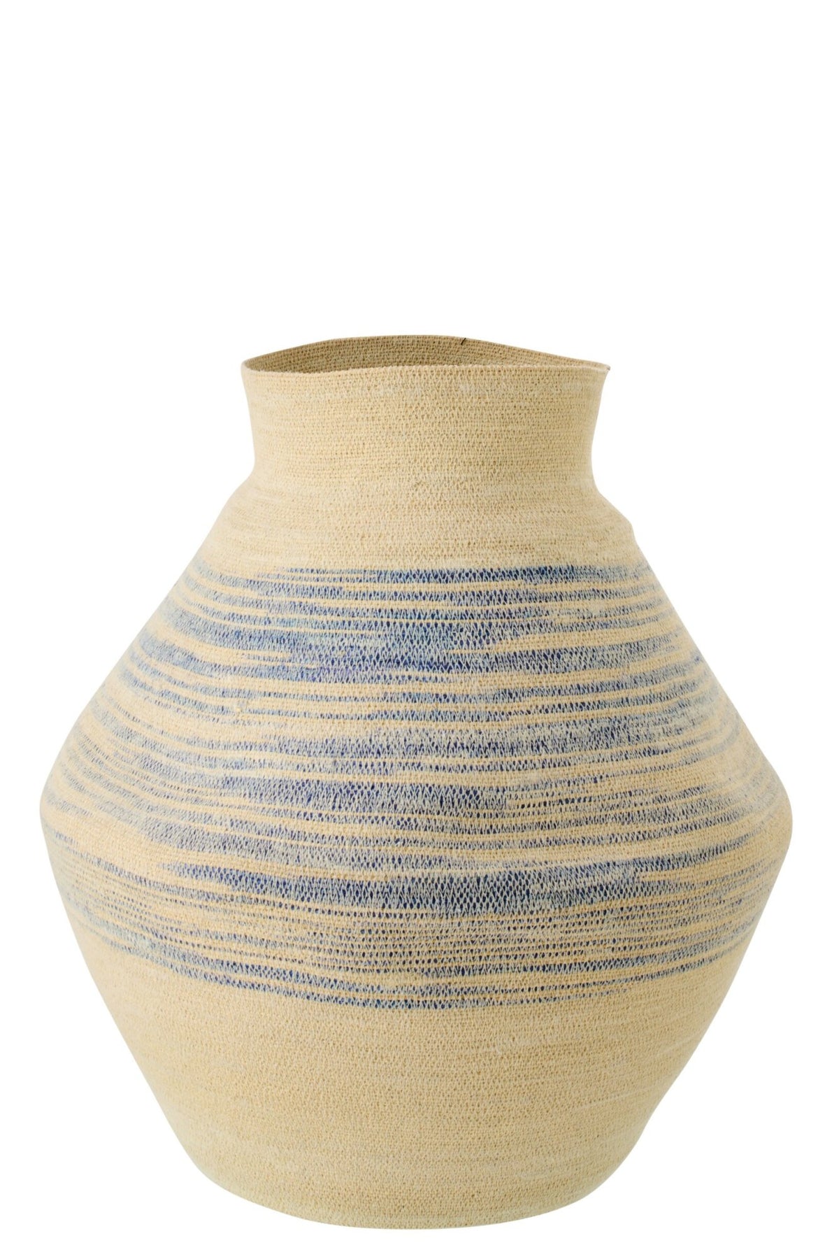 Large natural/blue striped seagrass basket