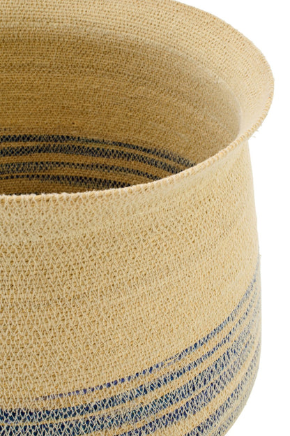 Set van 2 mand gestreept zeegras naturel/blauw