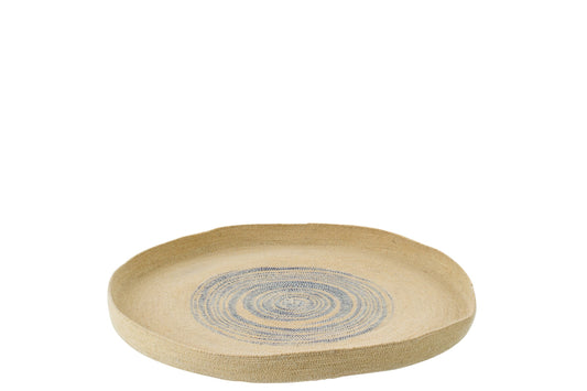 Wall Object Tray Round Striped Seagrass Natural/Blue Small