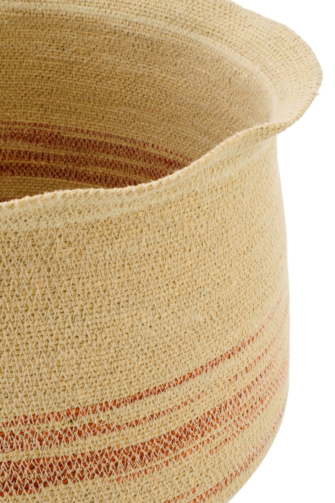 Set of 2 striped seagrass baskets natural/dark orange
