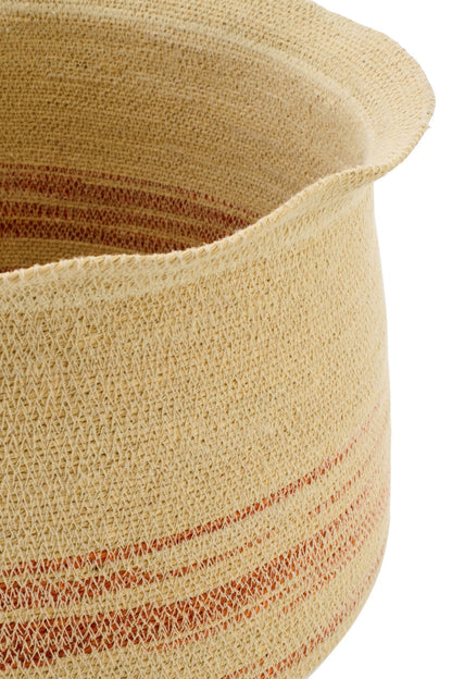 Set of 2 striped seagrass baskets natural/dark orange