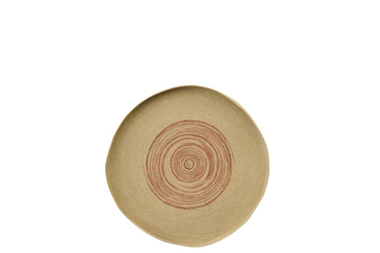 Wall Object Tray Round Striped Seagrass Natural/Dark Orange Small