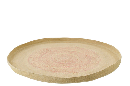Wall Object Tray Round Striped Seagrass Natural/Dark Orange Large