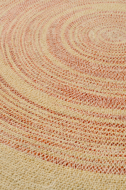 Wall Object Tray Round Striped Seagrass Natural/Dark Orange Large