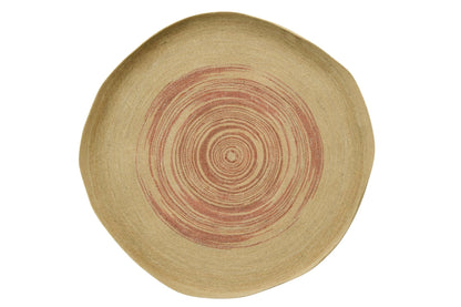 Wall Object Tray Round Striped Seagrass Natural/Dark Orange Large