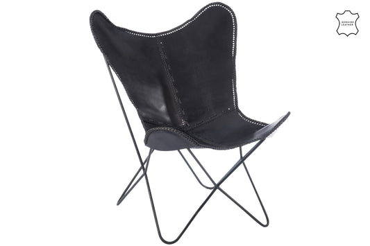 Lounge Chair Leather/Metal Black