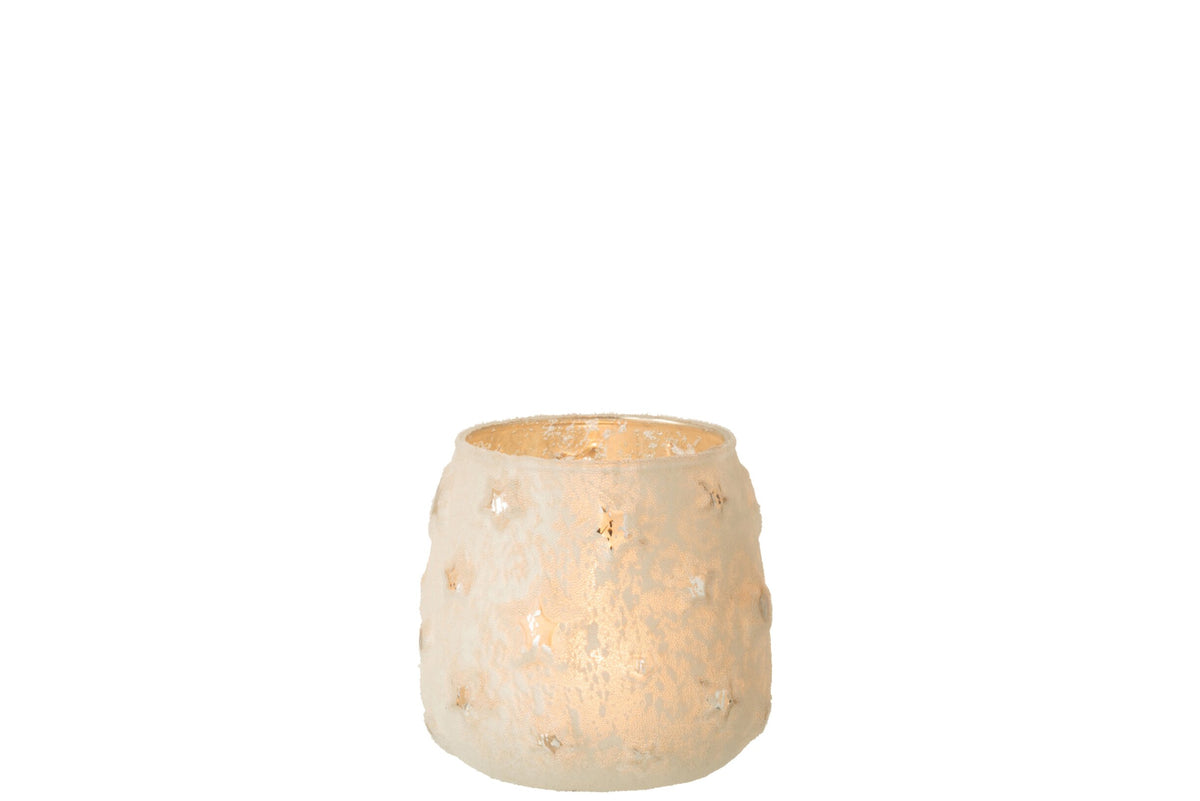 T-Lichthouder Ster Glas Antiek Zilver Small