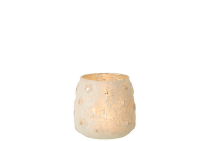 T-Lichthouder Ster Glas Antiek Zilver Small