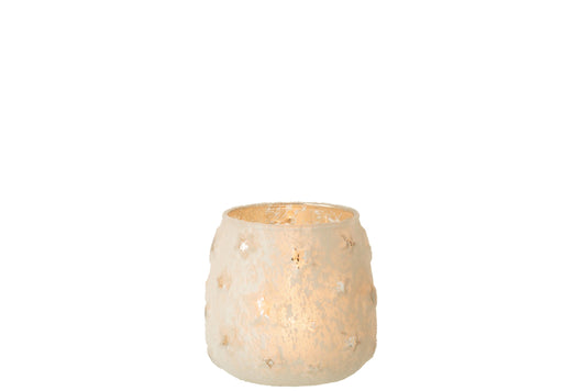 T-Lichthouder Ster Glas Antiek Zilver Small