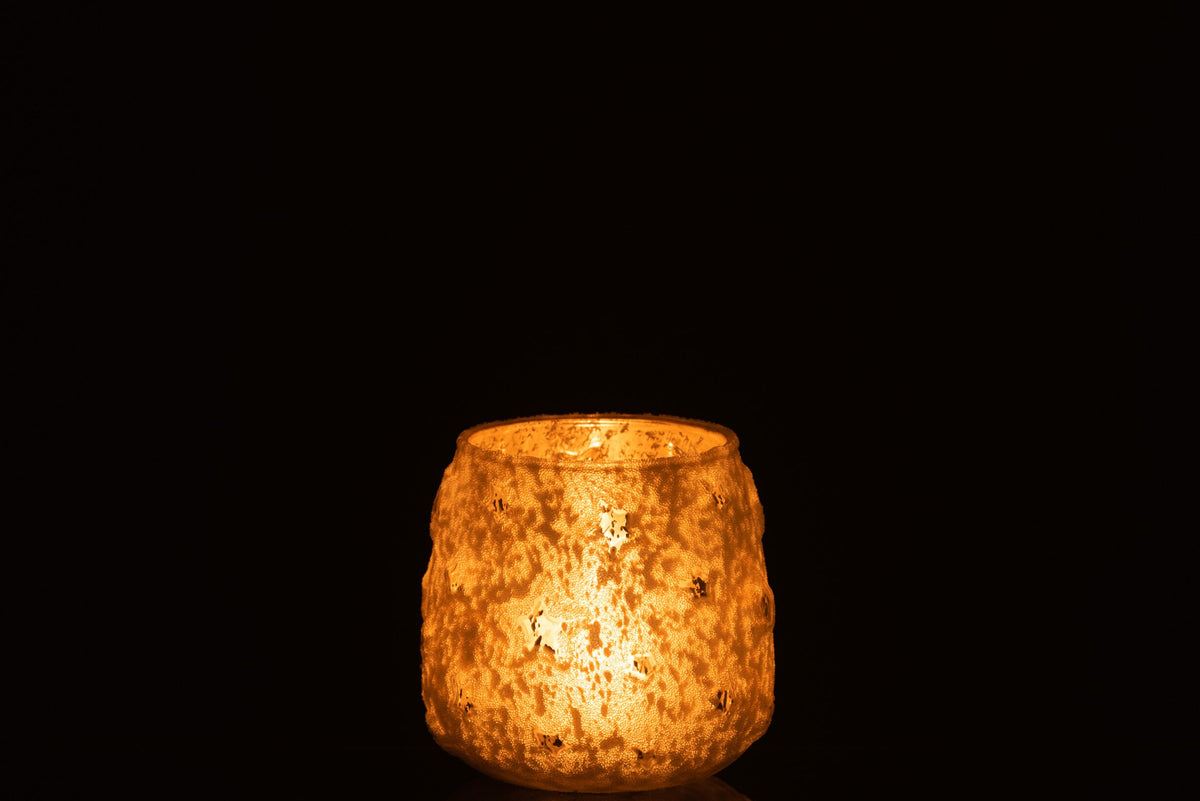 T-Lichthouder Ster Glas Antiek Zilver Small