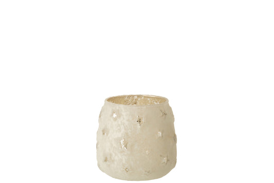T-Lichthouder Ster Glas Antiek Zilver Small