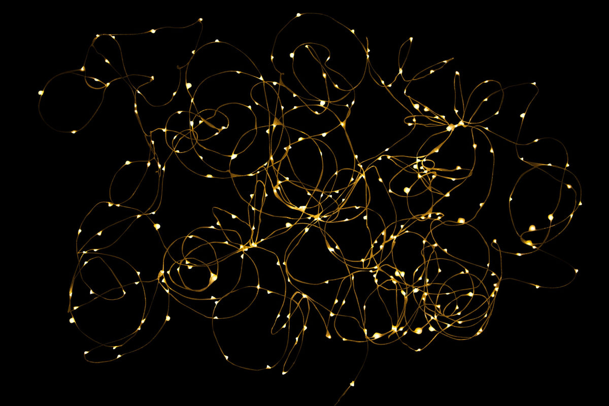 Christmas lights on a 30m silver wire, 300 warm white LEDs