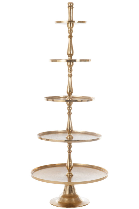 Dienblad 5 niveaus rond aluminium goud