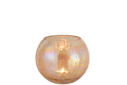 Windlicht Bol Craquele Glas Parel Effect Amber Large