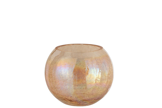 Windlicht Bol Craquele Glas Parel Effect Amber Large