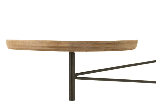 Table Wall Turning Round Wood/Metal Natural