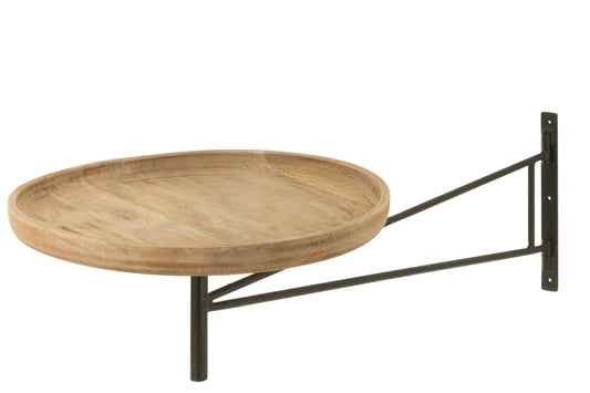 Table Wall Turning Round Wood/Metal Natural