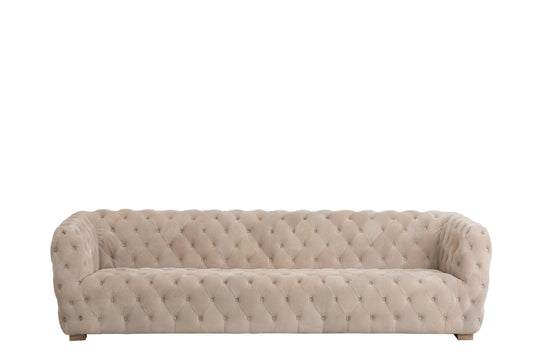 Couch 3 Seats Buttons Suede Beige