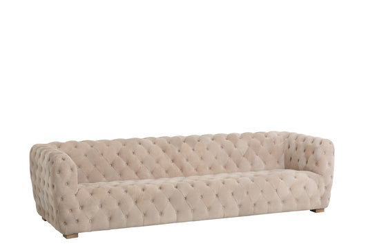 Couch 3 Seats Buttons Suede Beige