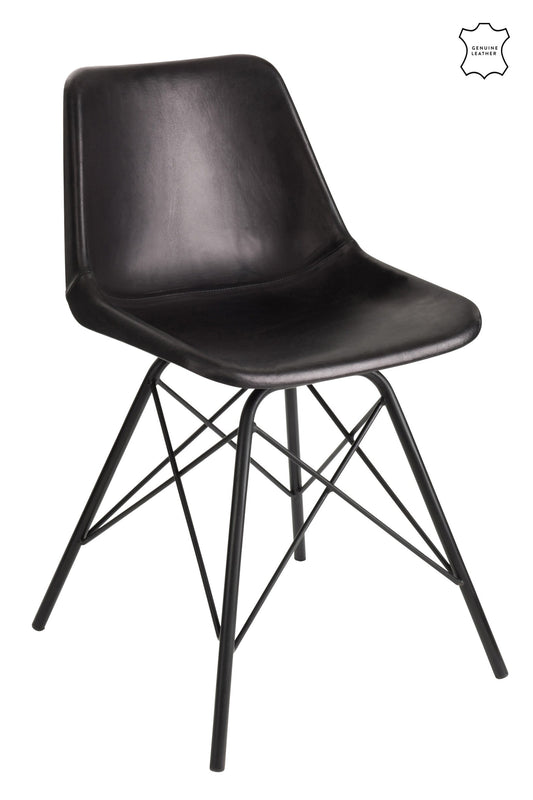 Chair Loft Leather/Metal Black