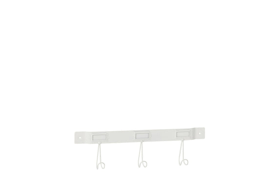 Coat Rack 3 Hooks Metal White Small