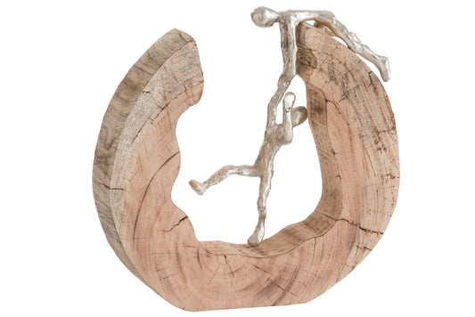 Figure Couple Climbing Wood/Aluminium Natural/Silver