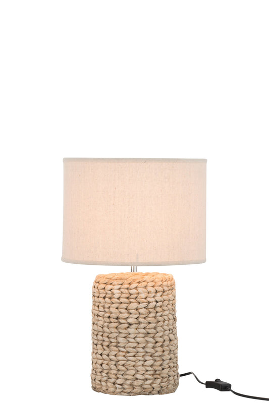 Lamp voet + kap dik vlecht beton/katoen naturel S