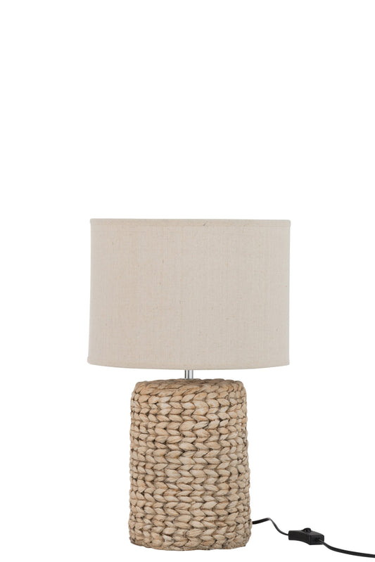 Lamp voet + kap dik vlecht beton/katoen naturel S