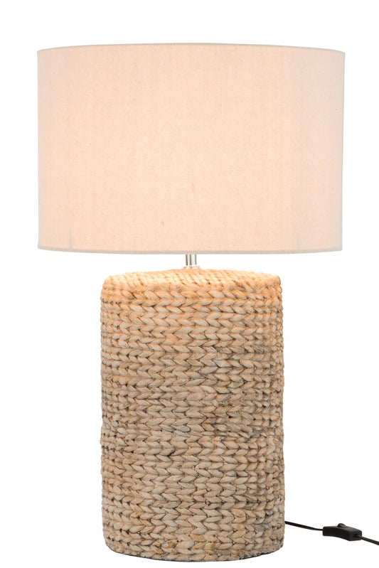 Lamp voet + kap dik vlecht beton/katoen naturel L