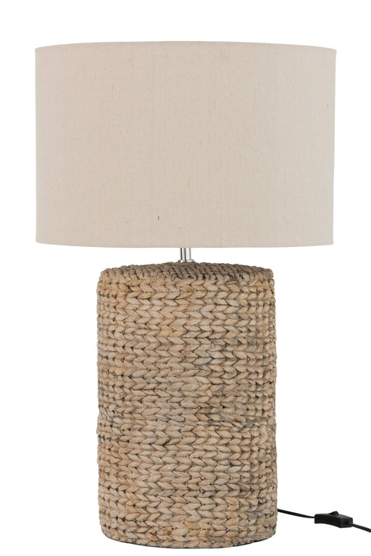Lamp voet + kap dik vlecht beton/katoen naturel L