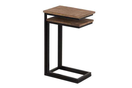 S/2 Sidetable Rectangle Metal/Wood Black/Natural