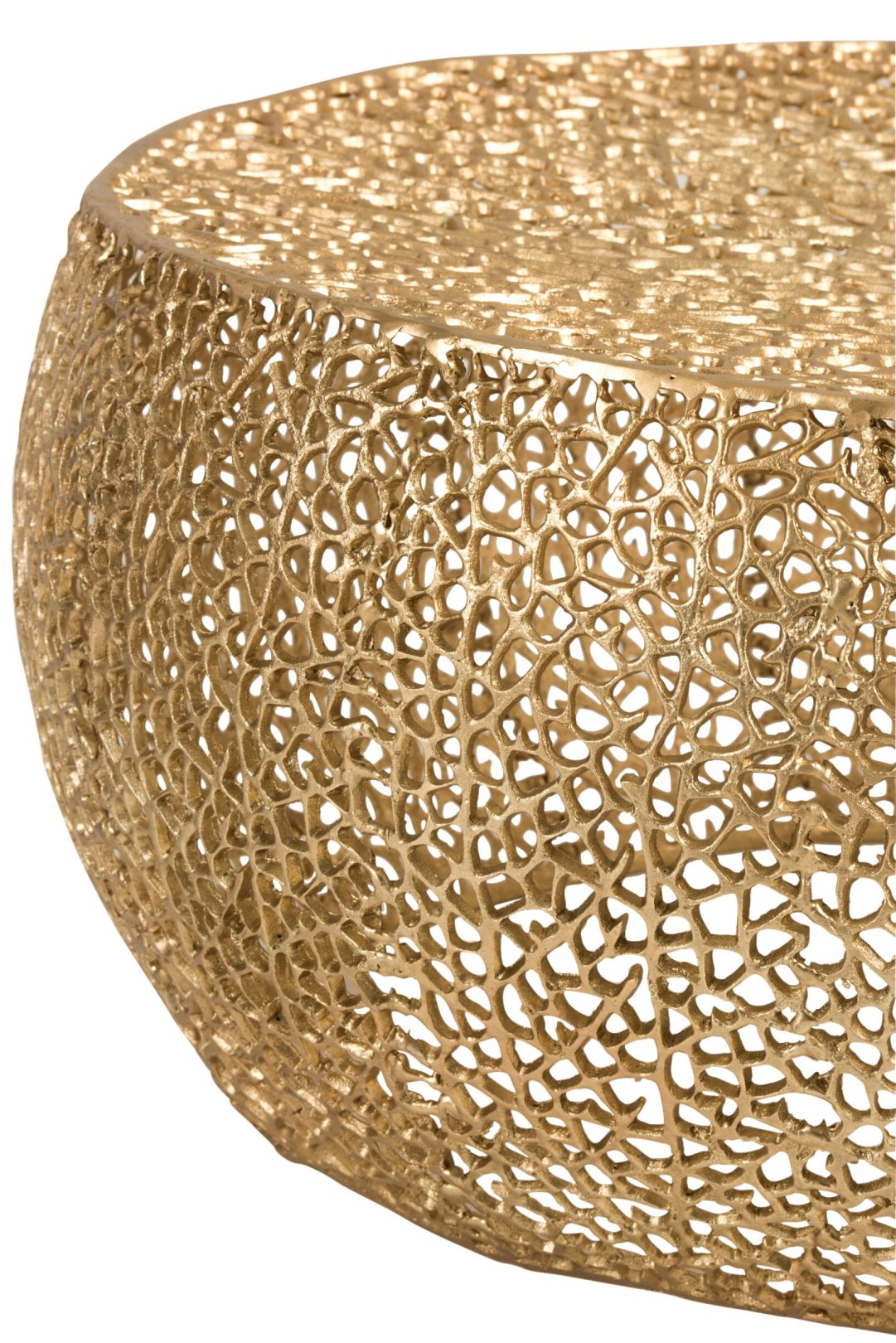 Coffee Table Round Coral Pattern Aluminium Gold