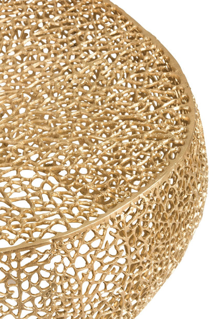 Coffee Table Round Coral Pattern Aluminium Gold