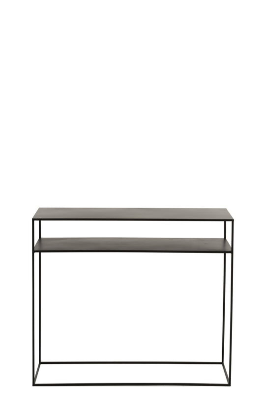 Console Rectangular 2 Shelves Metal Black
