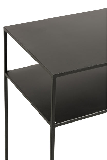 Console Rectangular 2 Shelves Metal Black
