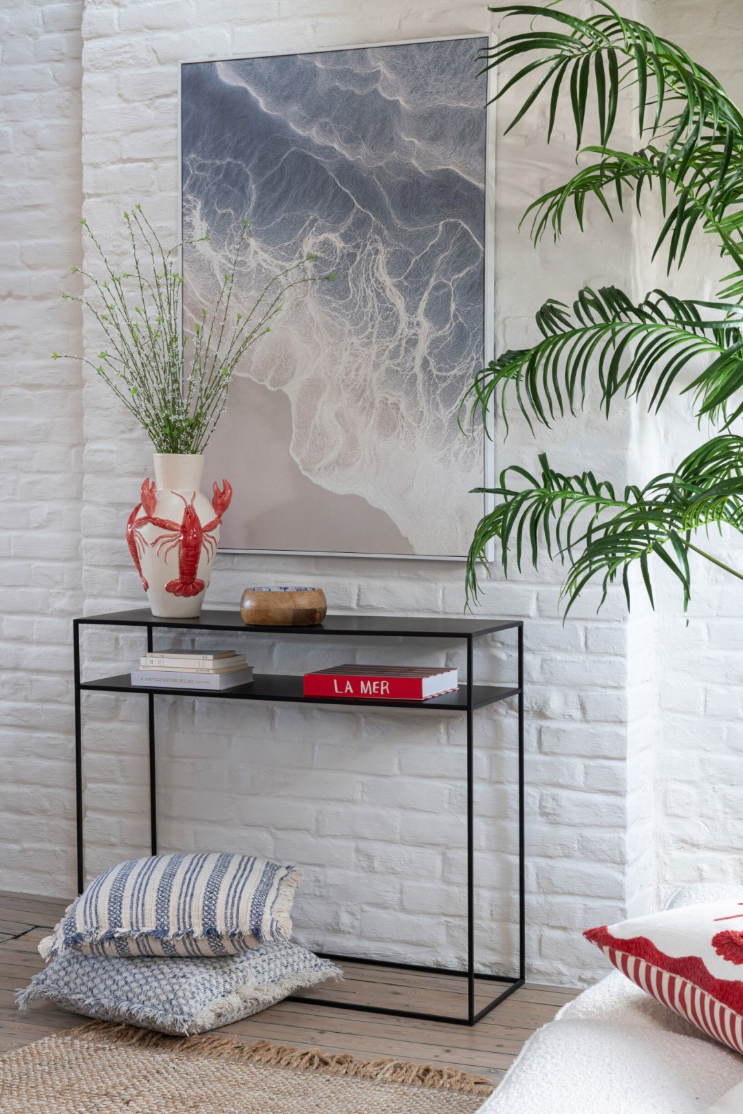 Console Rectangular 2 Shelves Metal Black