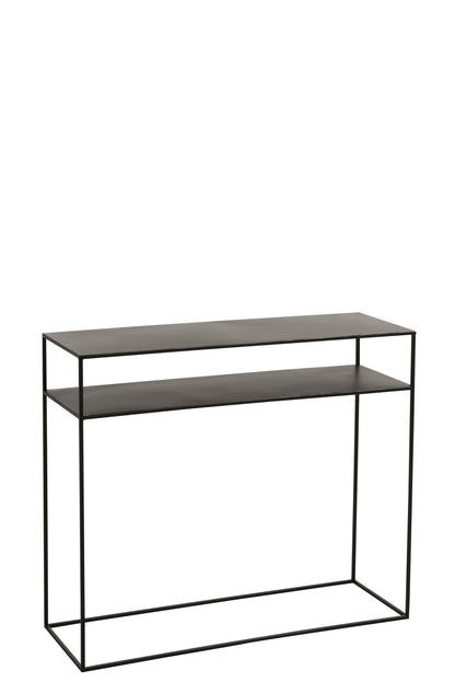 Console Rectangular 2 Shelves Metal Black