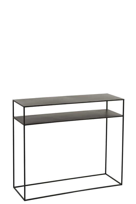Console Rectangular 2 Shelves Metal Black