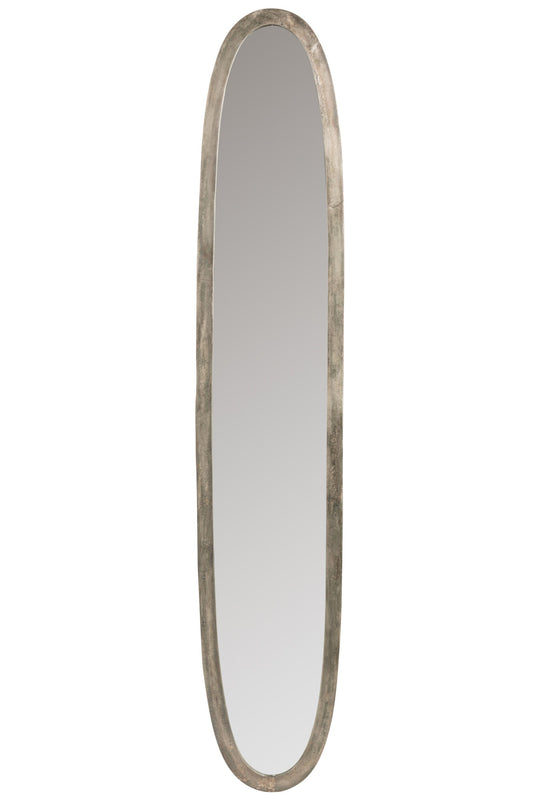 Mirror Oval Aluminium/Glass Antique Grey Large