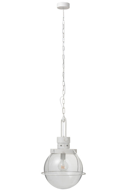 Pendant lamp globe glass/metal white