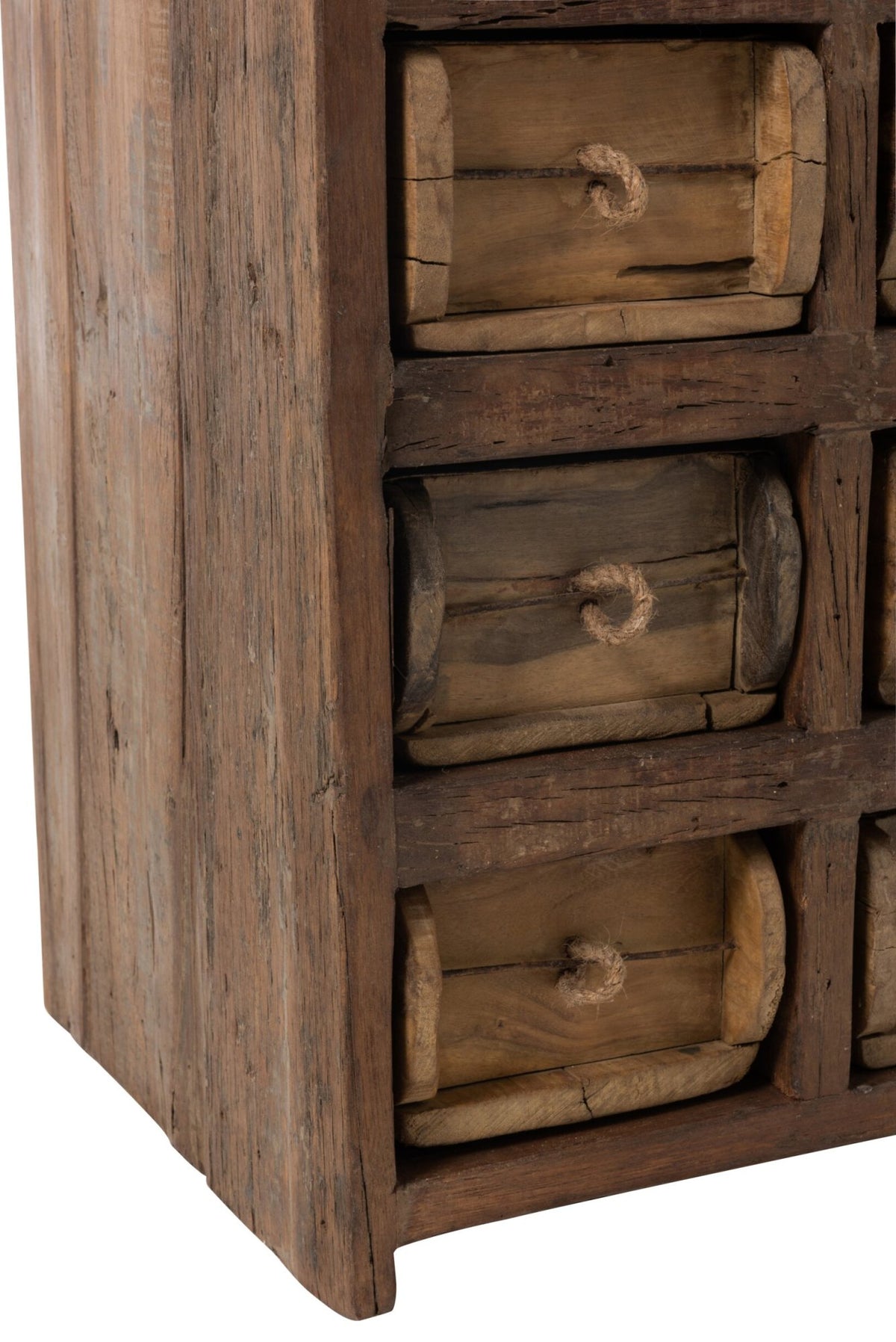 Cabinet 12drawers Rough Recycled Wood Brown