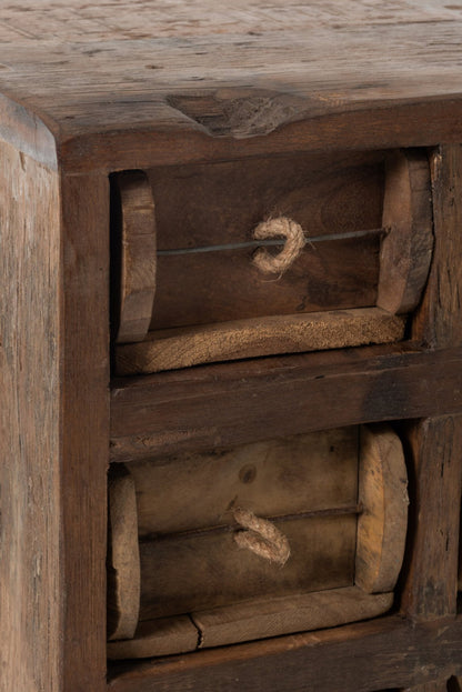 Cabinet 12drawers Rough Recycled Wood Brown