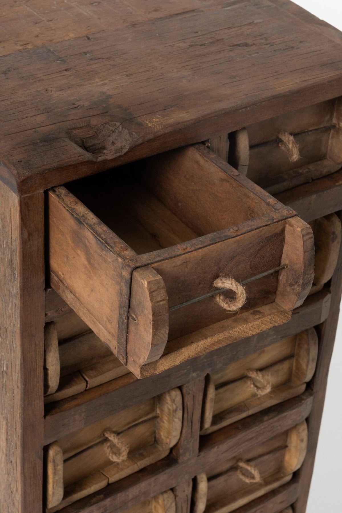 Cabinet 12drawers Rough Recycled Wood Brown